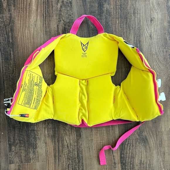 Vibrant Pink and Yellow Kids Life Vest by - Picture 3 of 4